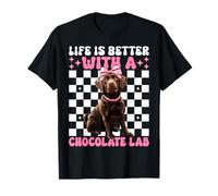 La Vida es Mejor con un Perro Labrador Retriever de Chocolate Lab Camiseta