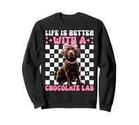 La Vida es Mejor con un Perro Labrador Retriever de Chocolate Lab Sudadera