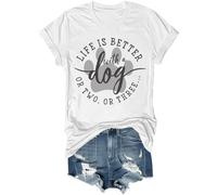 La vida es mejor con un perro o dos o tres camisa divertida para amantes de los animales, la vida es mejor con un perro, camisa unisex, blanco, S