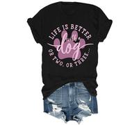 La vida es mejor con un perro o dos o tres camisa divertida para amantes de los animales, la vida es mejor con un perro, camisa unisex, Negro, S