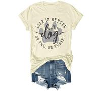 La vida es mejor con un perro o dos o tres camisa divertida para amantes de los animales, la vida es mejor con un perro, camisa unisex, Amarillo cremoso, XL
