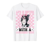 La Vida es Mejor con una Barbilla Japonesa Perro Mamá Coqueta Camiseta