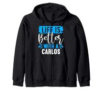 La Vida es Mejor con una Camiseta Carlos Nombre Carlos Sudadera con Capucha