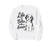 La Vida es Mejor con una Linda Raza de Cachorro Aussiedoo Sudadera