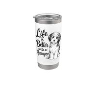 La vida es mejor con una linda raza de cachorro Aussiedoo Vaso térmico de acero inoxidable de doble pared