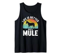 La Vida es Mejor con una Mula, Vintage, Retro, Propietario, Amante de la Granja Camiseta sin Mangas
