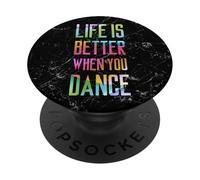 La Vida es Mejor Cuando bailas Bailarina Divertida PopSockets PopGrip Adhesivo