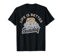 La Vida es Mejor Cuando su Domingo Divertido Perezoso durmiendo Camiseta
