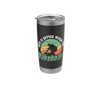 La Vida Es Mejor Cuando Usted Wakeboard Wakeboarder Wakeboarding Vaso térmico de acero inoxidable de doble pared