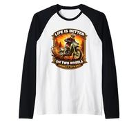 La Vida es Mejor en Dos Ruedas si Son un Ventilador de Moto Sucia Camiseta Manga Raglan