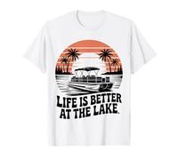 La vida es mejor en el lago Vintage Pontoon Boat Camiseta
