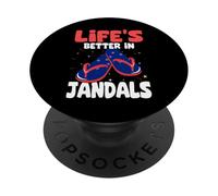 La Vida es Mejor en Jandals Nueva Zelanda Summer Beach PopSockets PopGrip Adhesivo