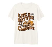 La Vida es Mejor en la fogata Camping Amante Naturaleza Senderismo Camiseta Premium