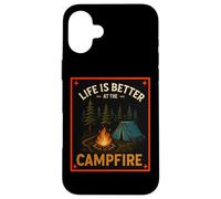 La vida es mejor en la fogata Camping Camper Camp Funny Carcasa para iPhone 16 Plus