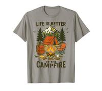 La vida es mejor en la fogata Funny Camper Camp Camping Camiseta