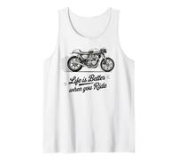 La vida es mejor en una motocicleta clásica retro Cafe Racer Bike Camiseta sin Mangas