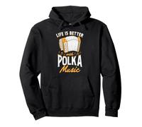 La Vida es Mejor es Mejor con el acordeón Musical Polka Sudadera con Capucha