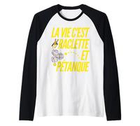 La Vida es Raclette y Petanque Camping Vacaciones Retiro Camiseta Manga Raglan