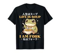 La Vida es Sopa Soy Tenedor Rana Divertida Japonesa Camiseta