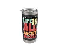 La vida es todo acerca de la música Retro Vintage 70s Music Lover Vaso térmico de acero inoxidable de doble pared