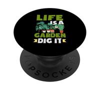 La Vida es un jardín Dig It Funny Gardening PopSockets PopGrip Adhesivo