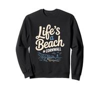 La Vida es una Playa en Cornwall Ilustración Costera Sudadera