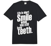 La Vida es una Sonrisa Corta Mientras todavía Tienes Dientes Diciendo Cita Comfort Colors Adult Heavyweight T-Shirt