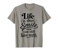 La Vida es una Sonrisa Corta Mientras todavía Tienes Dientes ondulados Groovy Camiseta