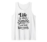 La Vida es una Sonrisa Corta Mientras todavía Tienes Dientes ondulados Groovy Camiseta sin Mangas
