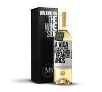 «La vida está hecha para buenos amigos y grandes vinos» Mensaje en una Botella. Vino Blanco Premium Verdejo Joven + Gift Box. Etiqueta Blanca PERSONALIZABLE