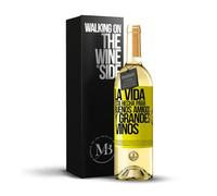 «La vida está hecha para buenos amigos y grandes vinos» Mensaje en una Botella. Vino Blanco Premium Verdejo Joven + Gift Box. Etiqueta Amarilla PERSONALIZABLE