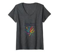 La Vida no se Trata de ser Este Colorido Arte crayones Camiseta Cuello V, Mujer, Jaspeado Oscuro, S