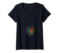 La Vida no se Trata de ser Este Colorido Arte crayones Camiseta Cuello V, Mujer, Negro, XXL