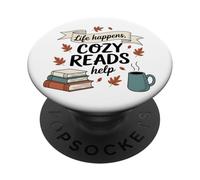 La vida pasa, Cozy Reads ayuda a los libros de otoño y otoño y café PopSockets PopGrip Adhesivo