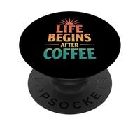 La Vida Retro Comienza después del café con cafeína Humor PopSockets PopGrip Adhesivo