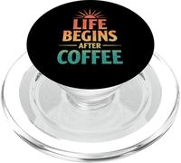 La Vida Retro Comienza después del café con cafeína Humor PopSockets PopGrip para MagSafe