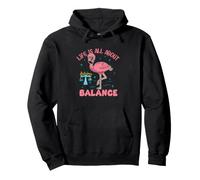 La Vida se Trata de Equilibrio con Escamas de Flamenco Rosa Sudadera con Capucha