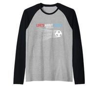 La Vida se Trata de Objetivos y asistencias a los Jugadores de fútbol Diseño Divertido Camiseta Manga Raglan
