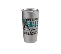La vida se trata de objetivos y asistencias de hockey | Hombres Niños, Hockey sobre hielo Vaso térmico de acero inoxidable de doble pared