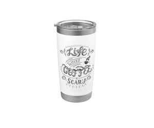 La vida sin café da miedo Cita adicto a la cafeína Humor Vaso térmico de acero inoxidable de doble pared