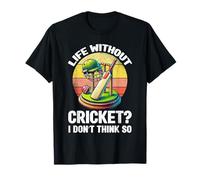 La vida sin cricket I Don't Think So Cricket Player Retro Camiseta