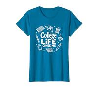 La Vida universitaria me eligió Humor estudiantil Iconos académicos Camiseta, Mujer, Zafiro, XS