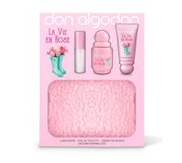 Set La Vie en Rose Don Algodón Mujer Mini Incluye la fragancia La Vie en Rose 30 ml, iluminador, crema de manos perfumada y un encantador neceser de borreguito.