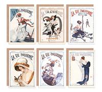 La Vie Parisienne French Woman Mask Cherub Pirates Greeting Cards With Envelopes Pack of 6 París francés Mujer Máscara