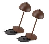 LA VILLE LUMIÈRE Kit de 2 X EvaG Lámpara de Mesa Recargable Sin Cable, Lámpara LED Táctil Regulable de Interior/Exterior IP65, Temperatura de Luz de 2200 a 3000K, Larga Duración, Corten