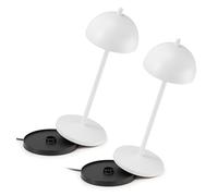 LA VILLE LUMIÈRE Kit de 2 X EvaG Lámpara de Mesa Recargable Sin Cable, Lámpara LED Táctil Regulable de Interior/Exterior IP65, Temperatura de Luz de 2200 a 3000K, Larga Duración, Blanco