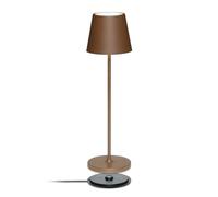 LA VILLE LUMIÈRE SuzieV Lámpara de Mesa LED Recargable y Regulable, Abat-Jour Inalámbrico, Aluminio, Uso Interior/Exterior, 48h de Autonomía, 3 Temperaturas de Luz, Mineral Corten