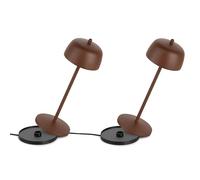 LA VILLE LUMIÈRE Theta 2x Lámpara de Mesa Recargable Inalámbrica [Diseñada por Zafferano], Duradera, LED Táctil Regulable, Luz 2700-4000K, Base de Carga por Contacto, Aluminio, Corten