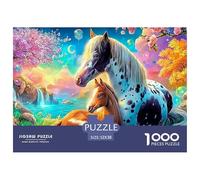La yegua y el Potro descansan en un Prado Colorido Puzzle De 1000 Piezas Caballo Cartón Reciclado, Puzzle Desafiante para Adultos 52x38cm/1000pcs