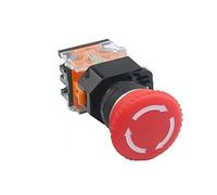 LA38-11ZS - Botón de parada de emergencia de 22 mm, cabeza de hongo, botón de autobloqueo, parada de fallo de alimentación de emergencia 1NO 1NO / 2NC (LA38-11ZS, 1NO 1NC)